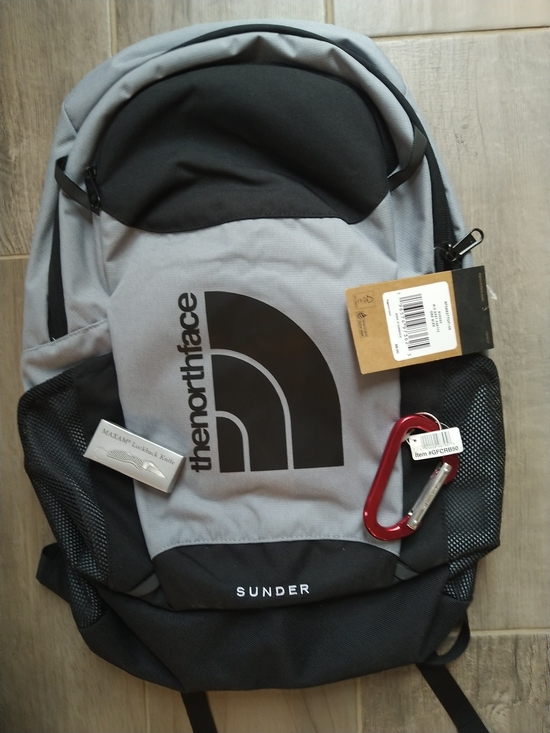 The North Face Other - The North Face Sunder Backpack in Gray and Black + Caribbeaner Keychain